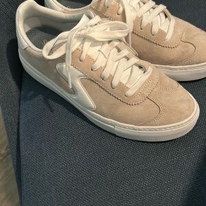 Women Tan and White Sneakers